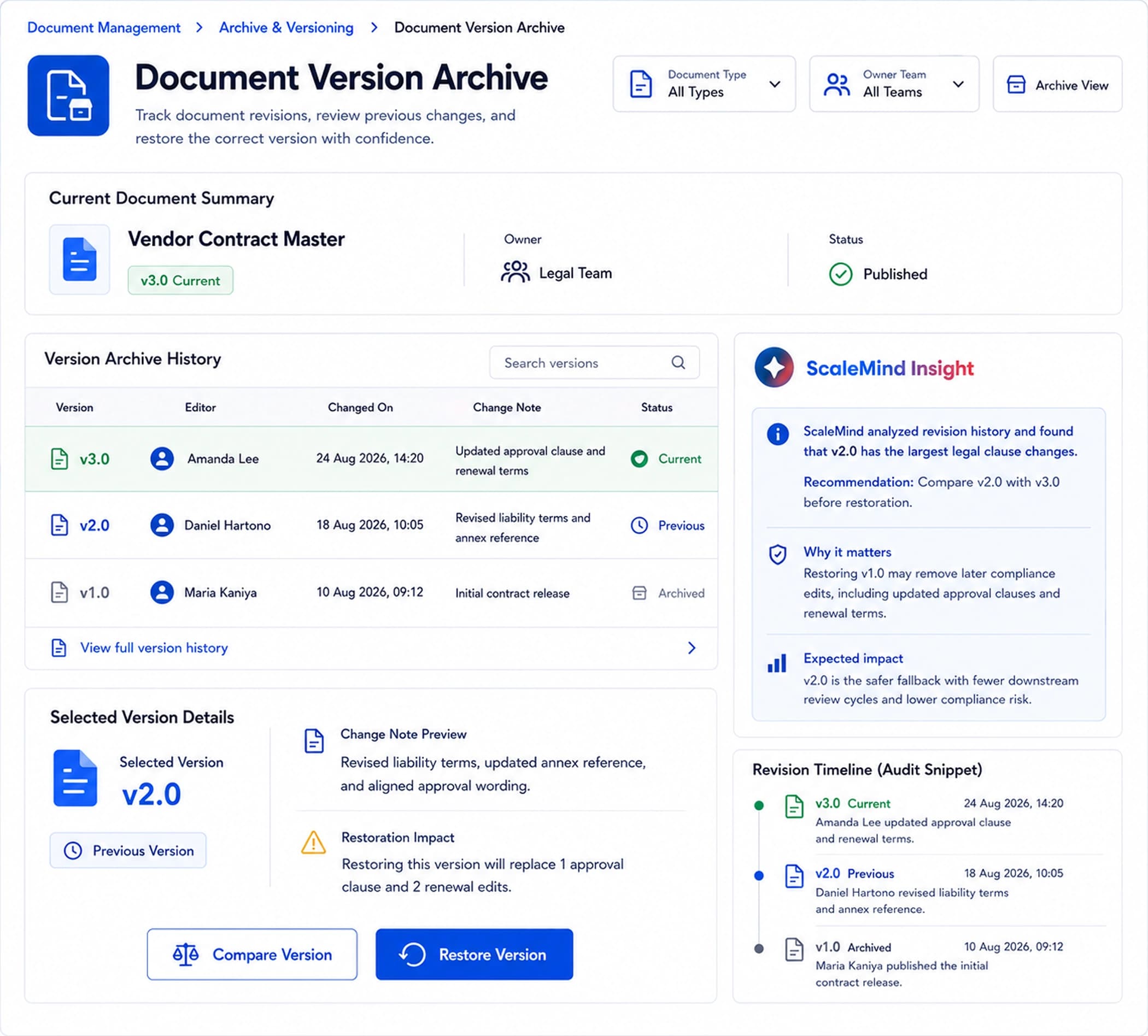 Document Version Archive