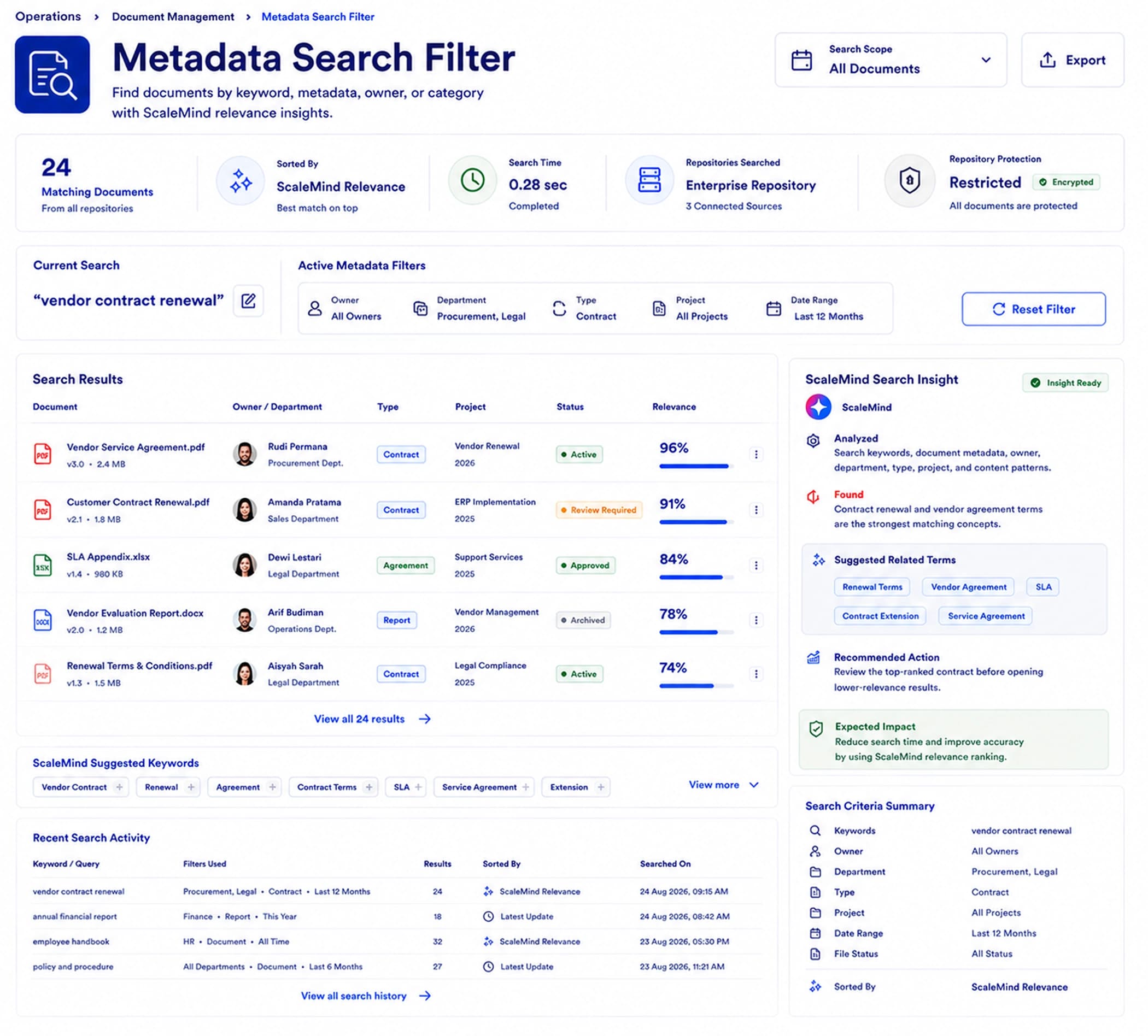 Metadata Search Filter