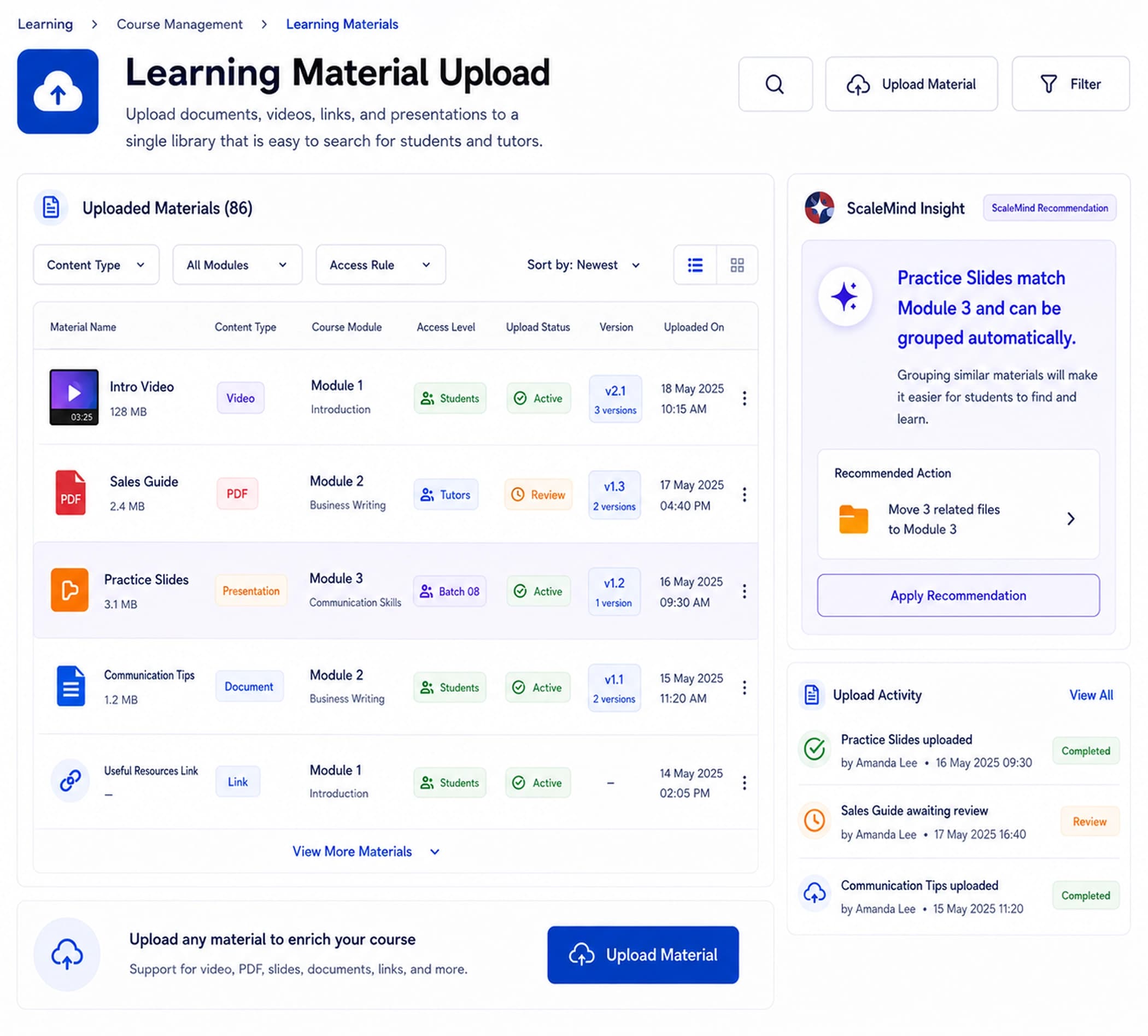 Learning Material Upload