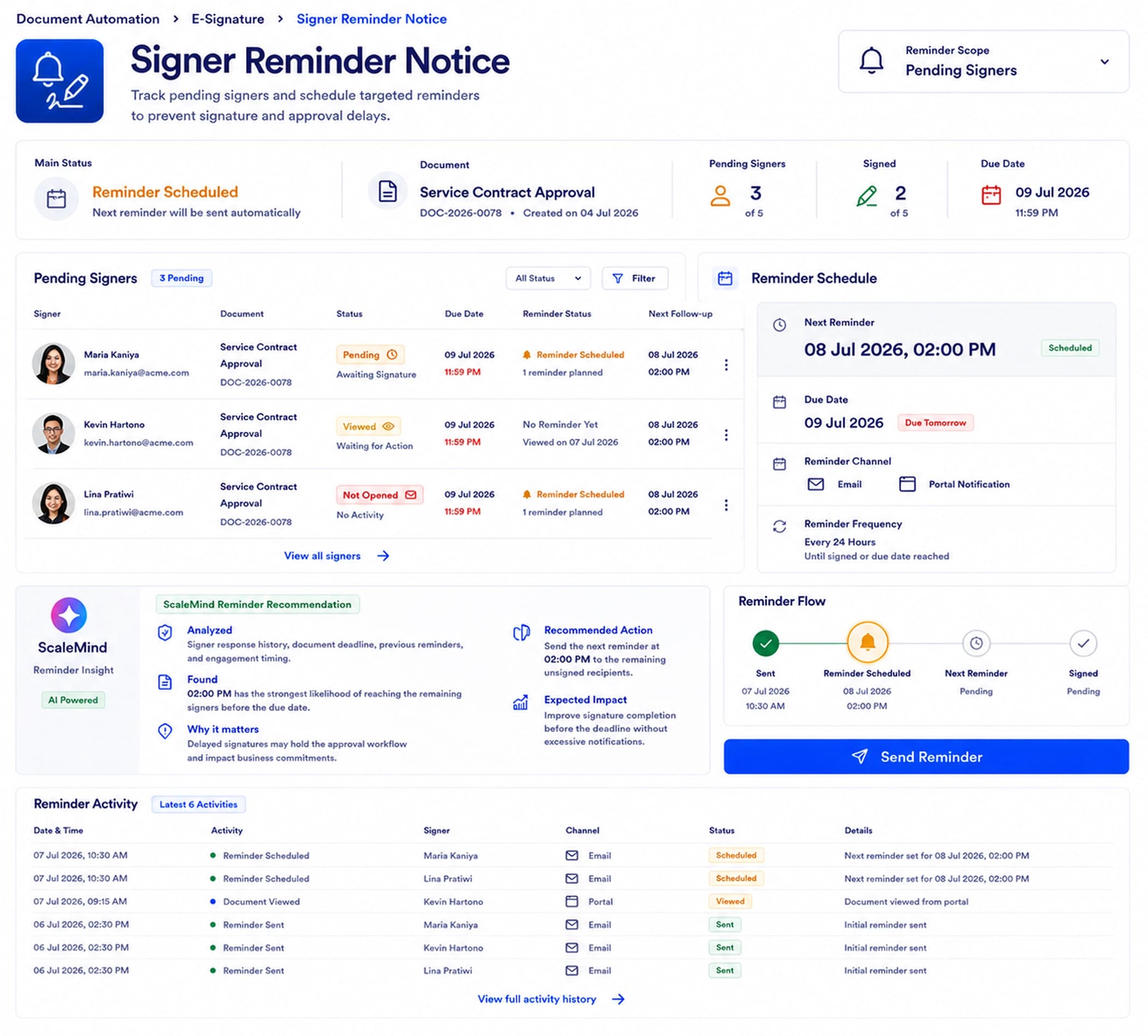 Signer Reminder Notice