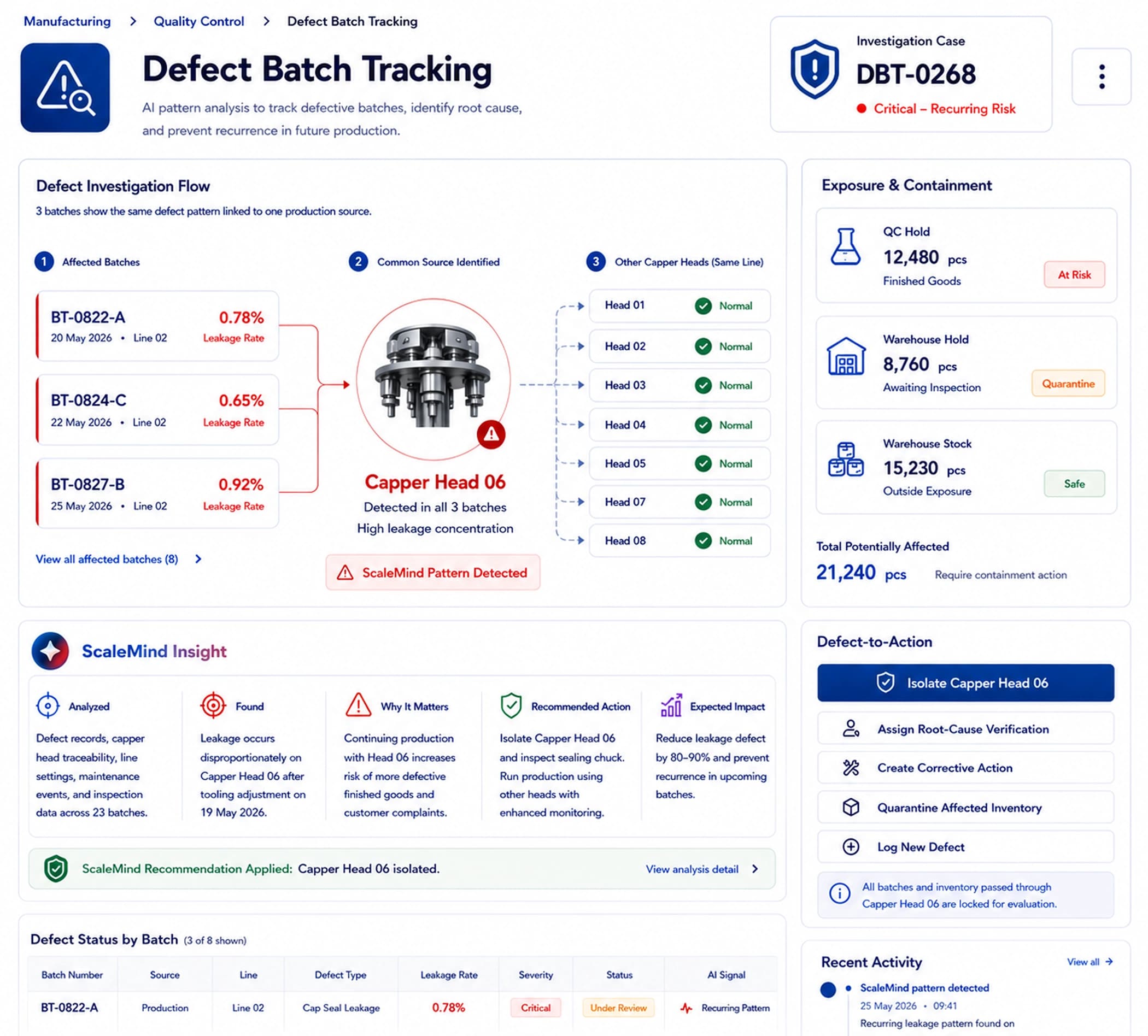 Defect Batch Tracking