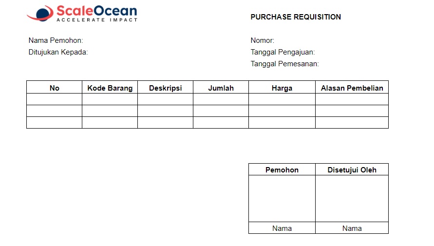 contoh purchasing requisition