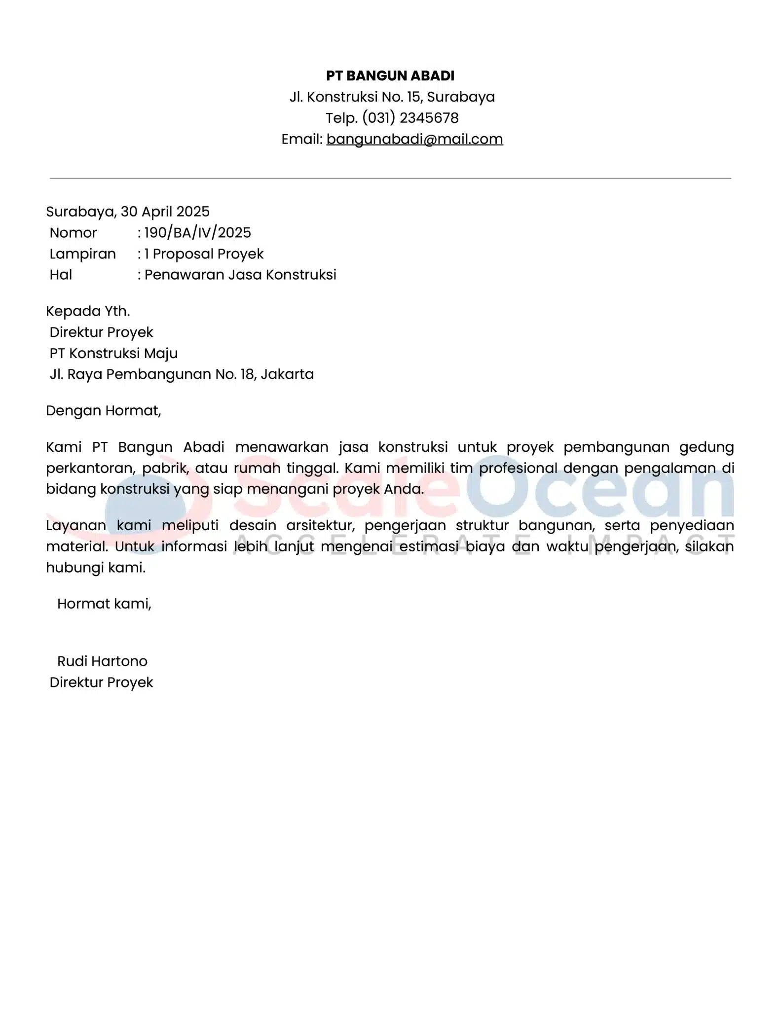 Contoh Surat Penawaran Jasa Konstruksi