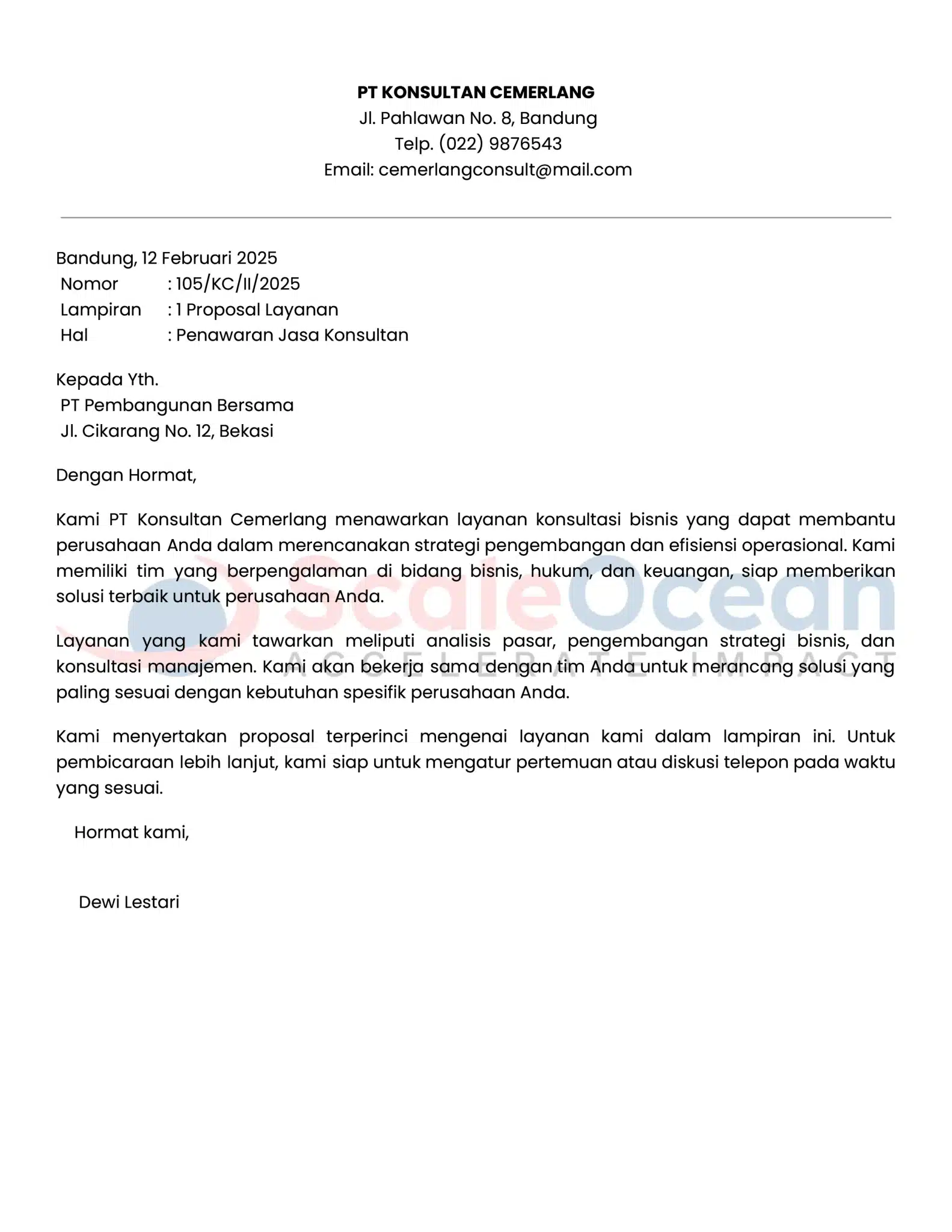 Contoh Surat Penawaran Jasa Konsultan