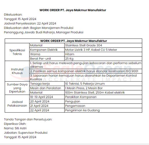 Contoh Work Order