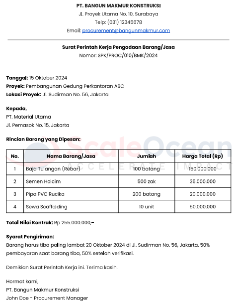 surat spk procurement