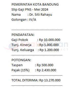 Contoh Slip Gaji PNS
