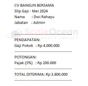 Contoh Slip Gaji Karyawan Sederhana