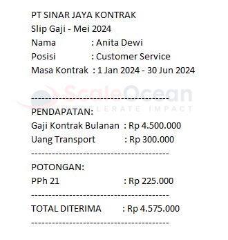 Contoh Slip Gaji untuk Karyawan Kontrak