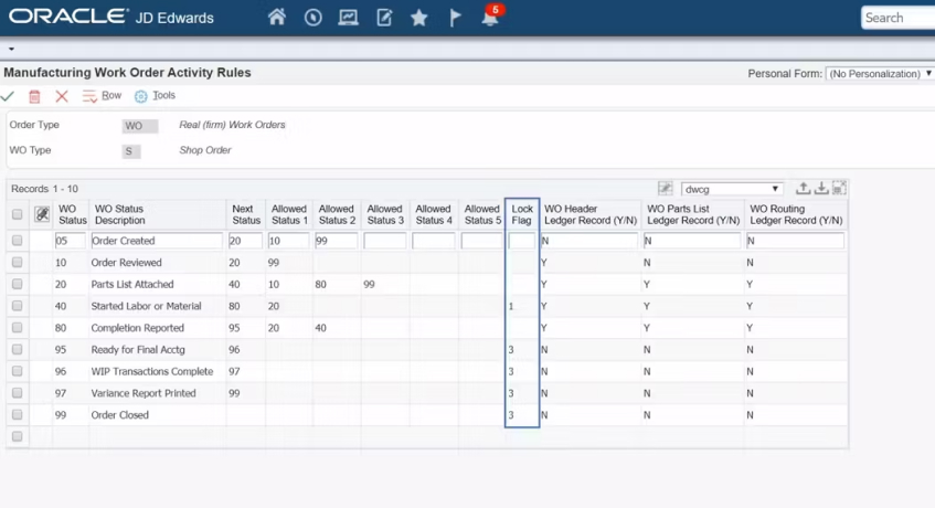 Program Manufaktur (CMMS) Oracle JD Edwards