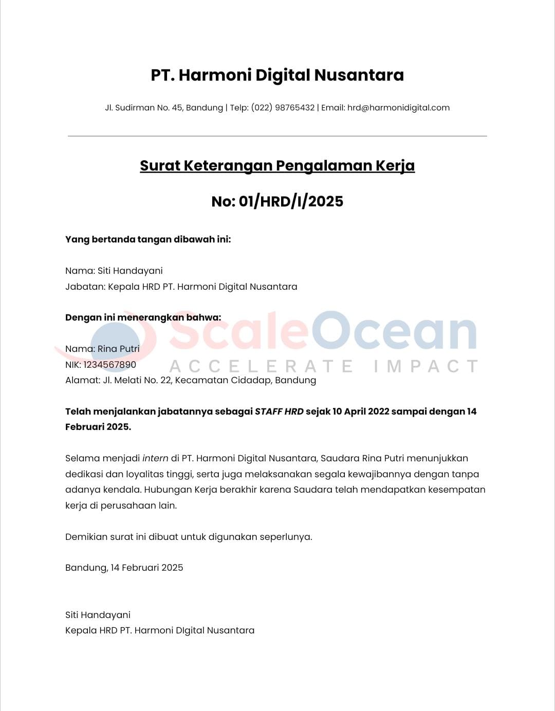 Contoh Surat Paklaring saat Karyawan Berpindah ke Perusahaan Lain