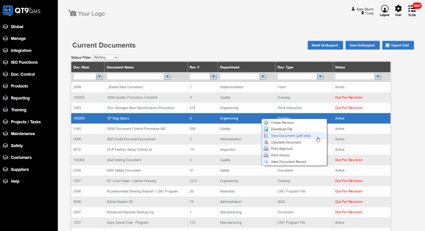 Manufacturing Execution System (MES) QT9