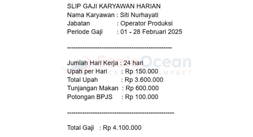 Slip Gaji Karyawan Harian