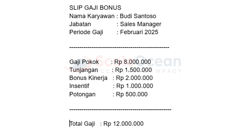 Slip Gaji dengan Bonus dan Insentif