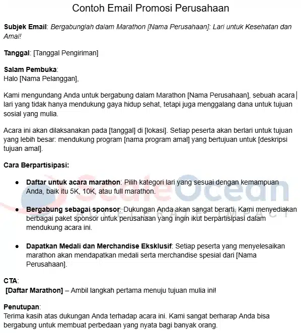Berikut ini adalah contoh format email promosi