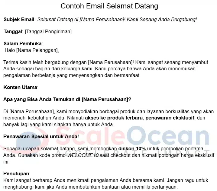 Contoh format email selamat datang