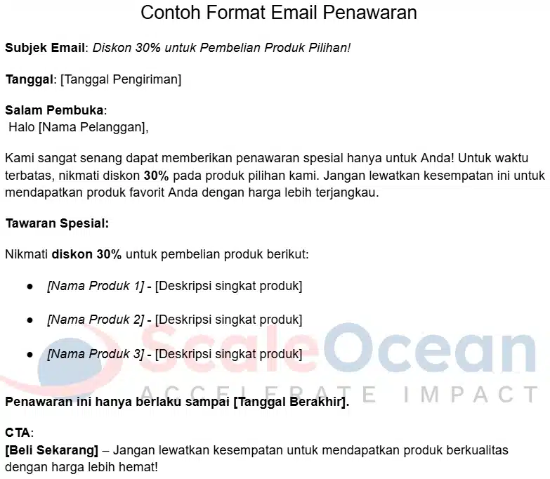 Berikut ini adalah contoh format email penawaran