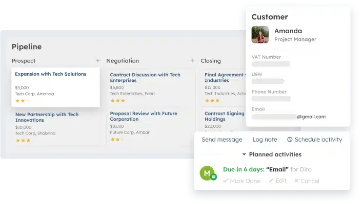 Tampilan dashboard software CRM ScaleOcean untuk menjadwalkan follow up