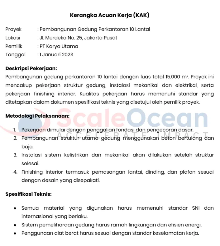 Contoh Kerangka Acuan Kerja (KAK)