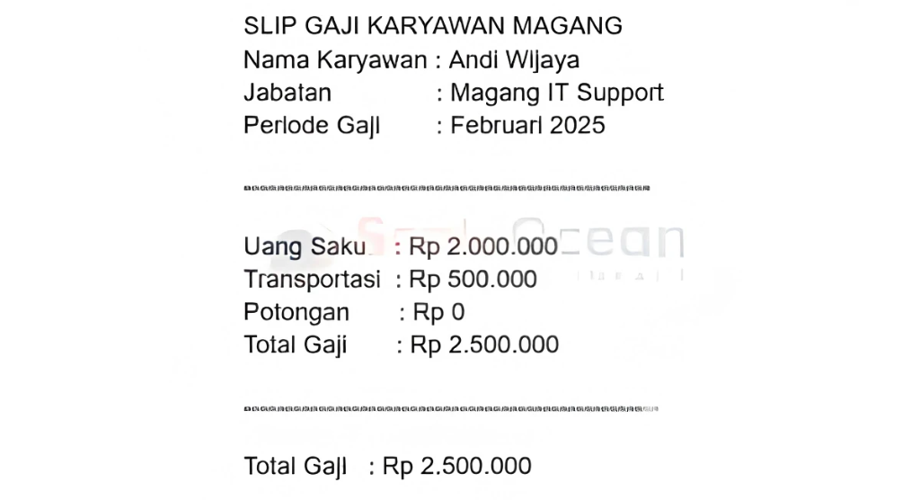 Slip Gaji Karyawan Magang