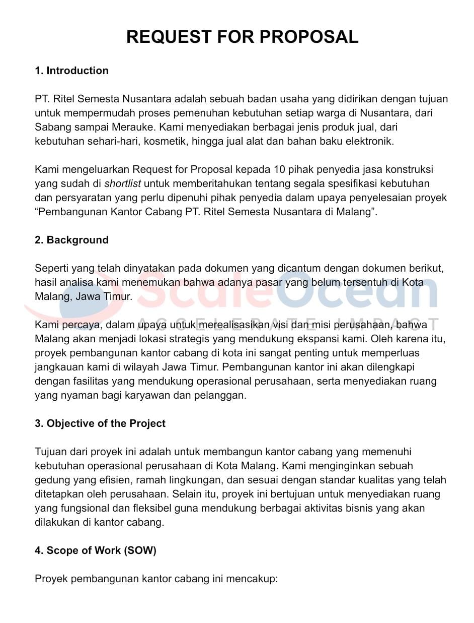 Contoh Template Request for Proposal (RFP)