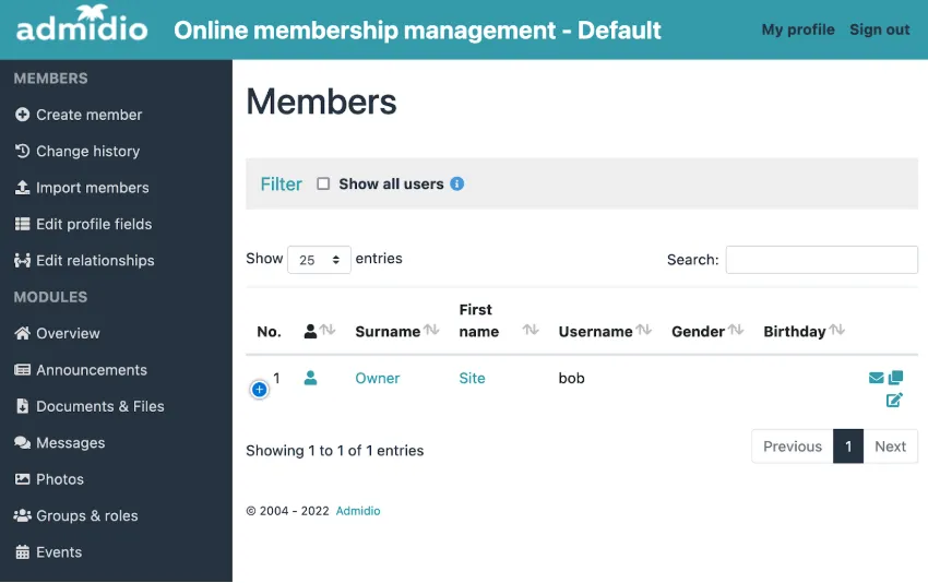 Aplikasi Membership Admidio