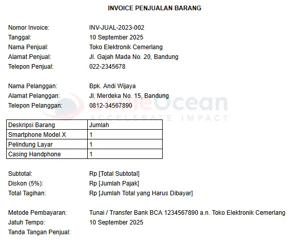 Contoh Invoice Penjualan Barang