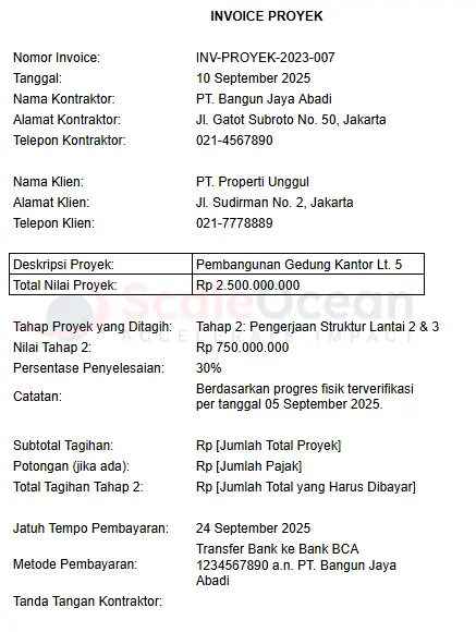 Contoh Invoice Proyek