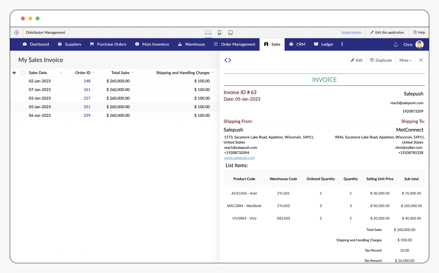 Aplikasi Distributor Zoho