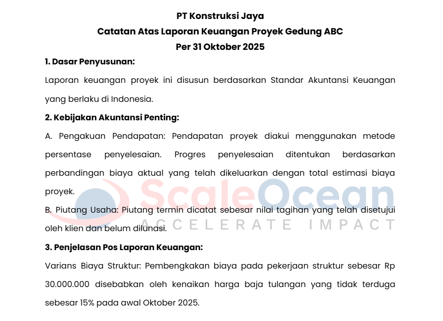 Contoh Catatan Atas Laporan Keuangan (CALK)