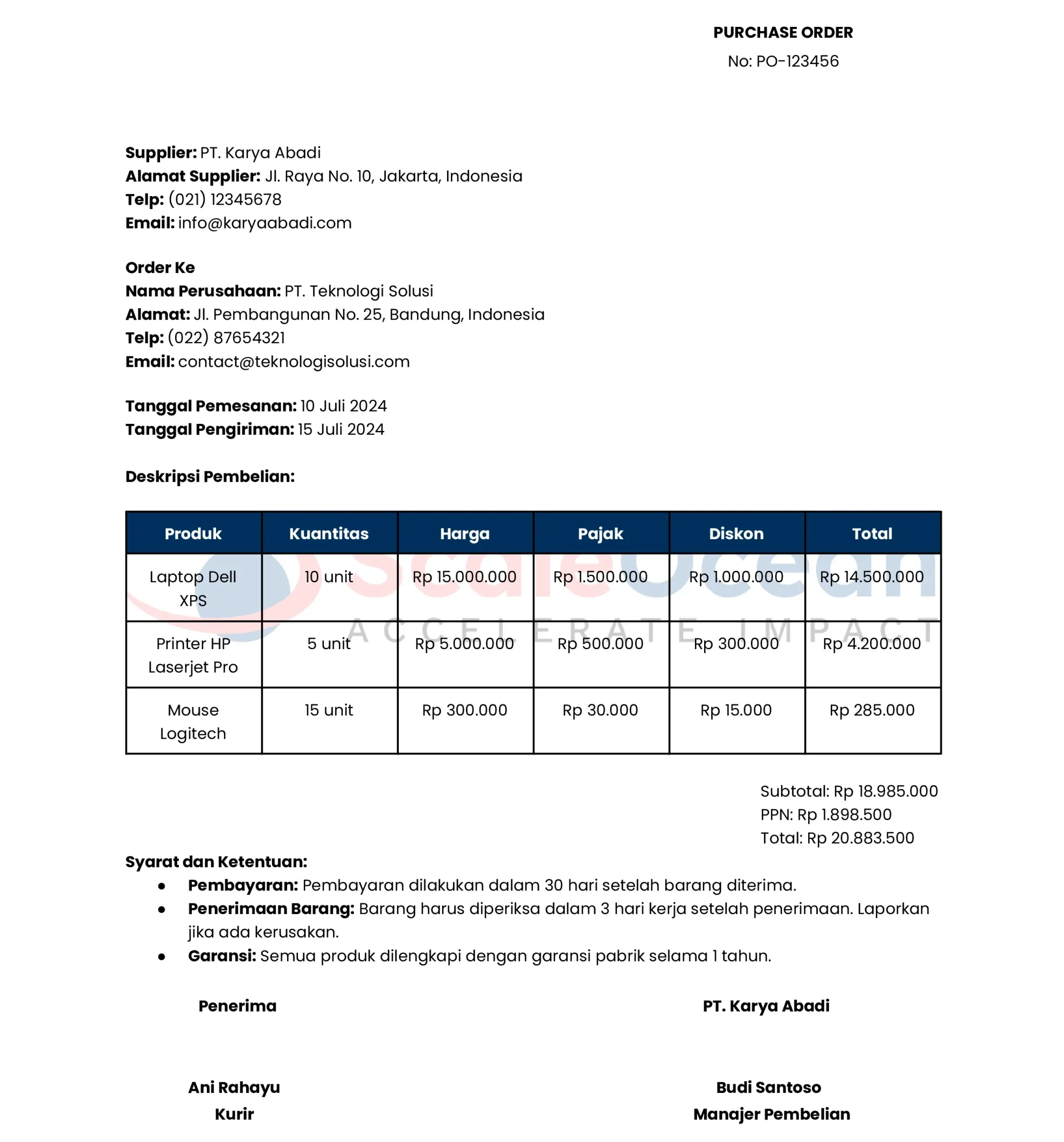 Contoh Purchase Order