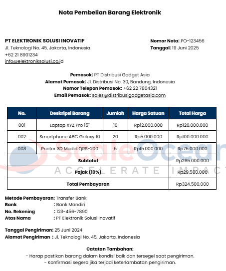 Nota Pembelian Barang Elektronik