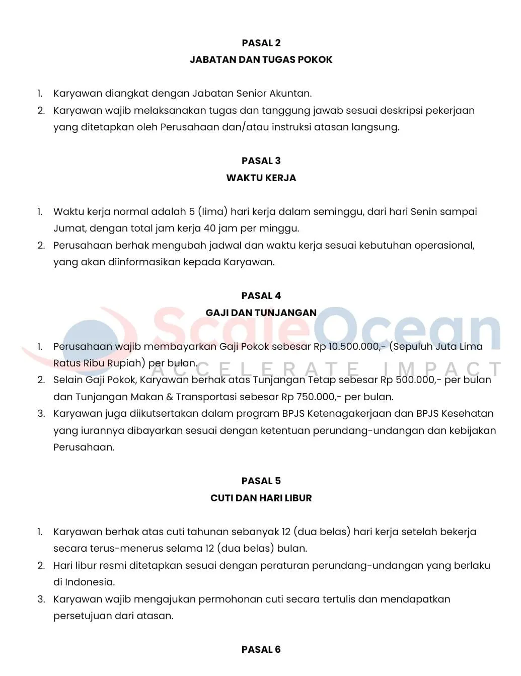 Contoh kontrak perjanjian kerja waktu tertentu (PKWT) 02.