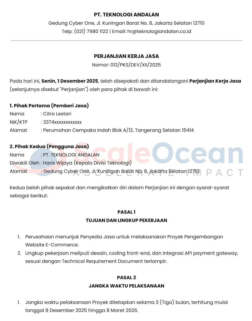 Contoh kontak freelance 1.