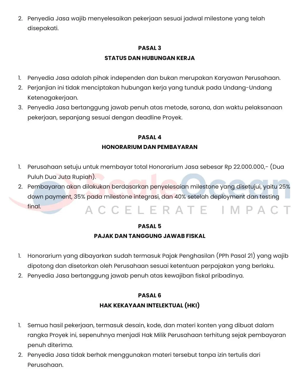 Contoh kontak freelance 2.