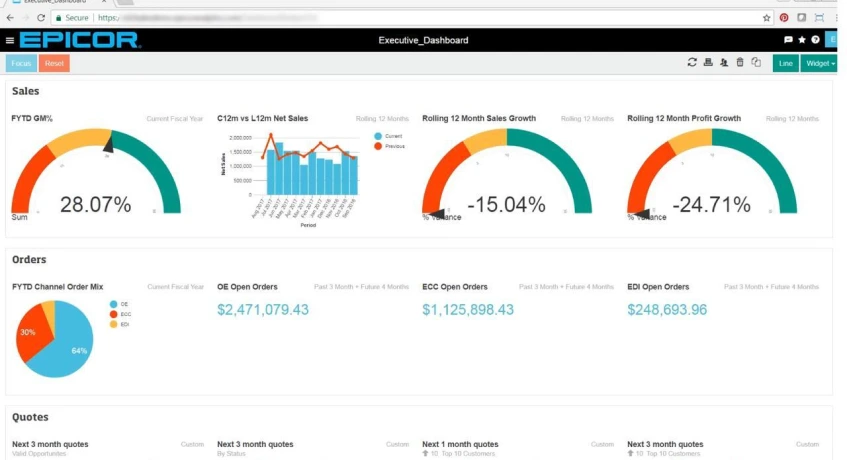 Gambar contoh dashboard Epicor ERP.