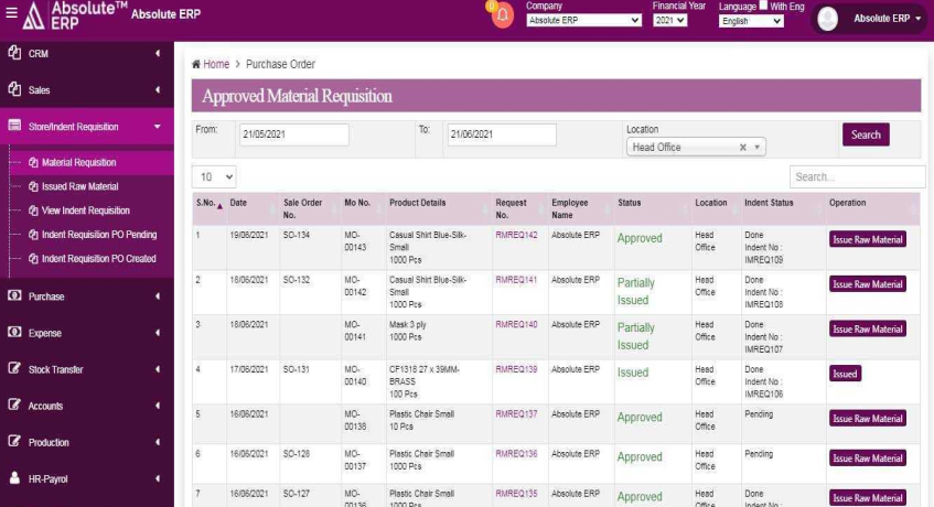 Software Pabrik Garmen Absolute ERP