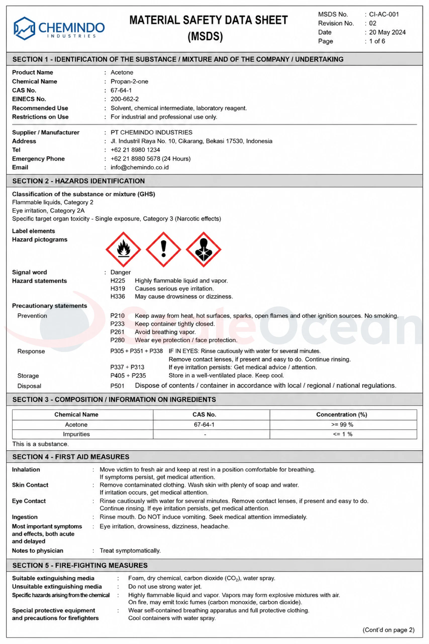 Contoh Material Safety Data Sheet (MSDS)