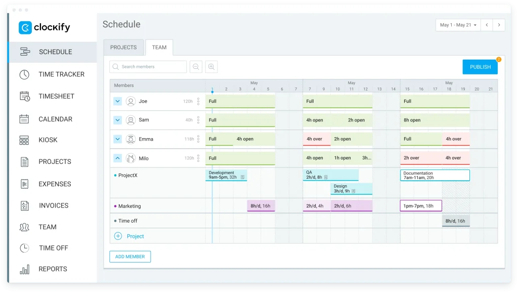 Enterprise Workforce Management Software: Clockify