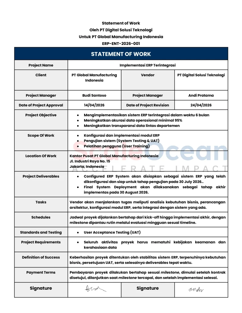 Contoh dan Template Statement of Work (SOW)