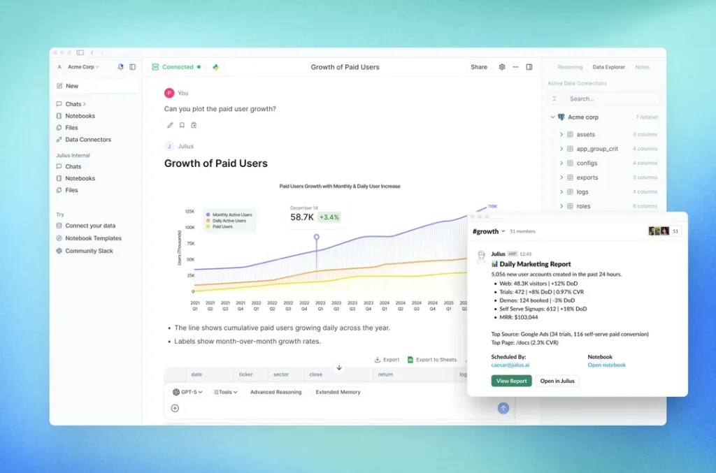 Julius AI Data Analysis Platform
