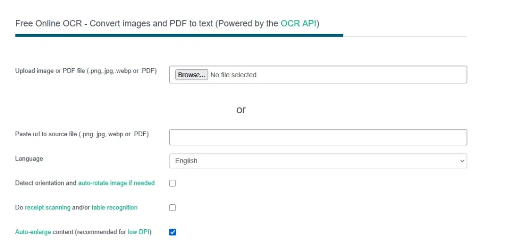 OCR.Space software optical character recognition