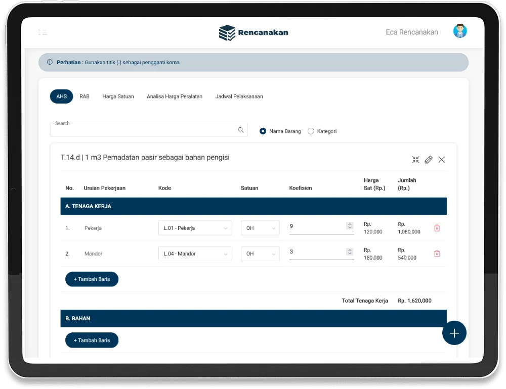 Software RAB Proyek Rencanakan.id