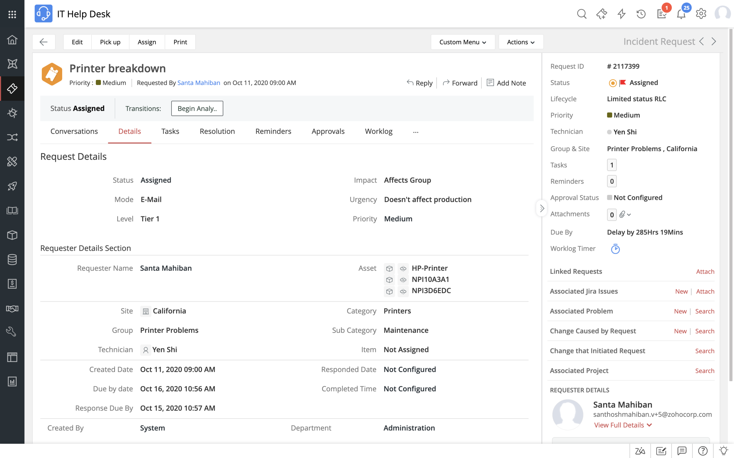 IT Service Management ManageEngine