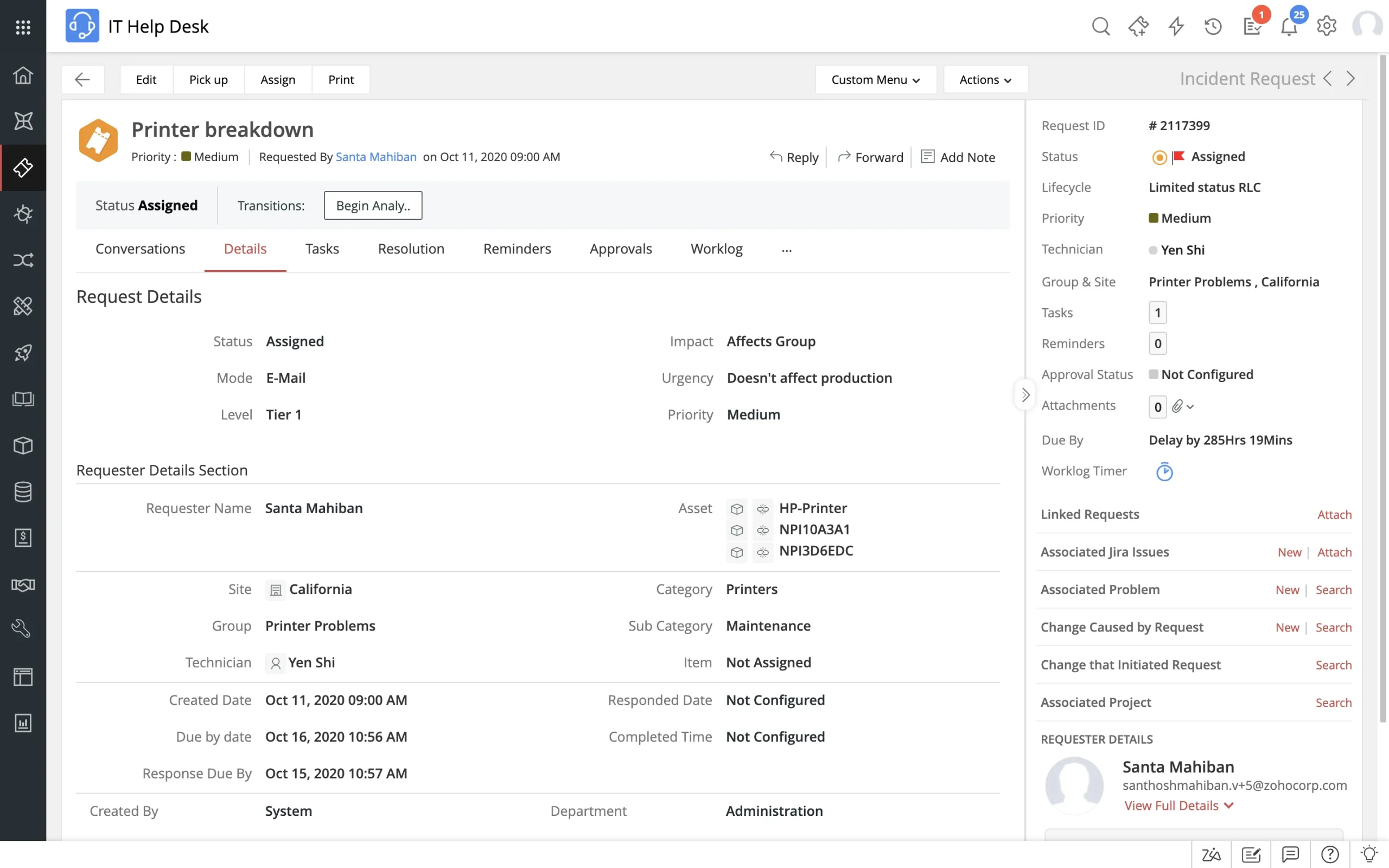 IT Service Management ManageEngine