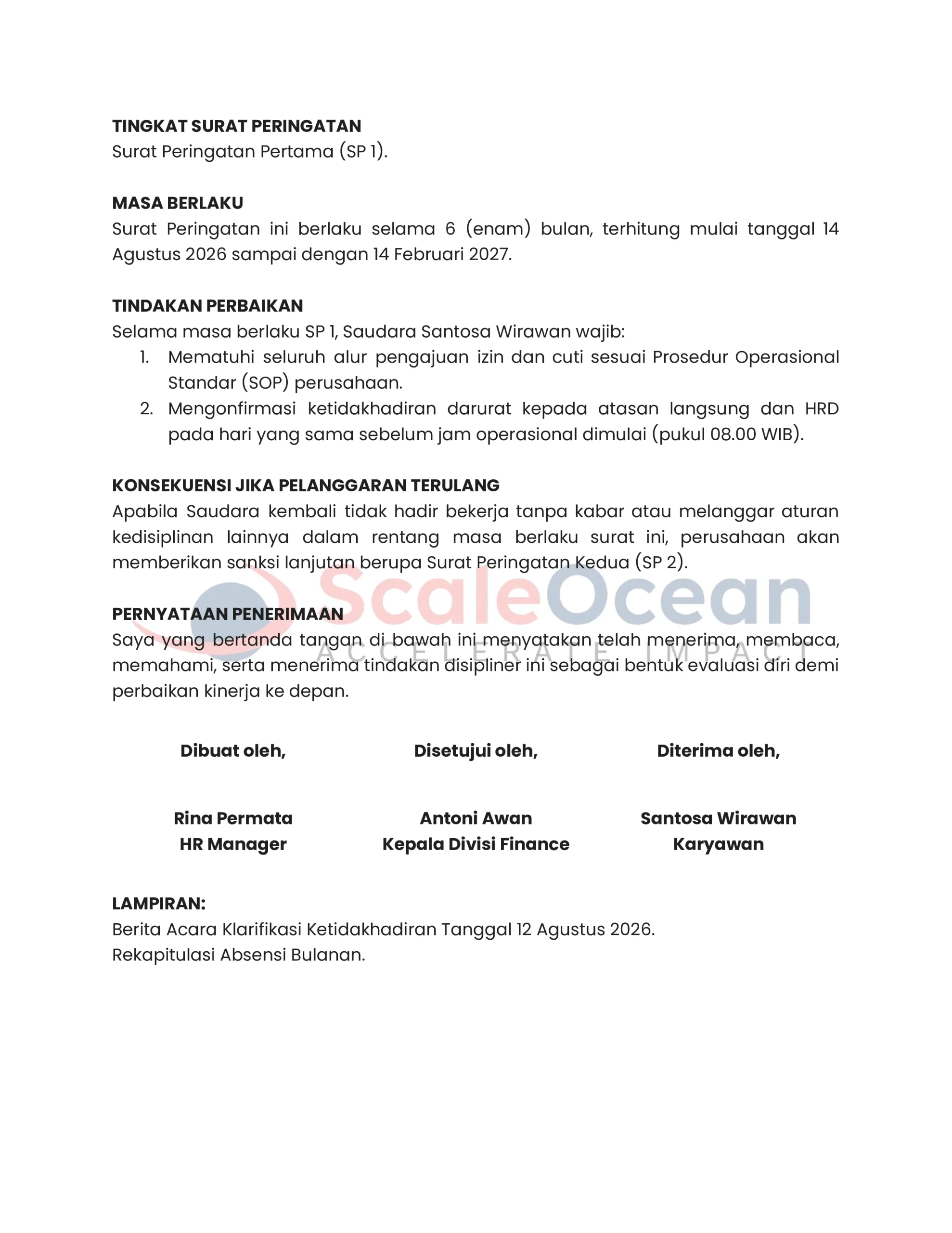 Surat Peringatan Karyawan Tidak Masuk Tanpa Izin (2)