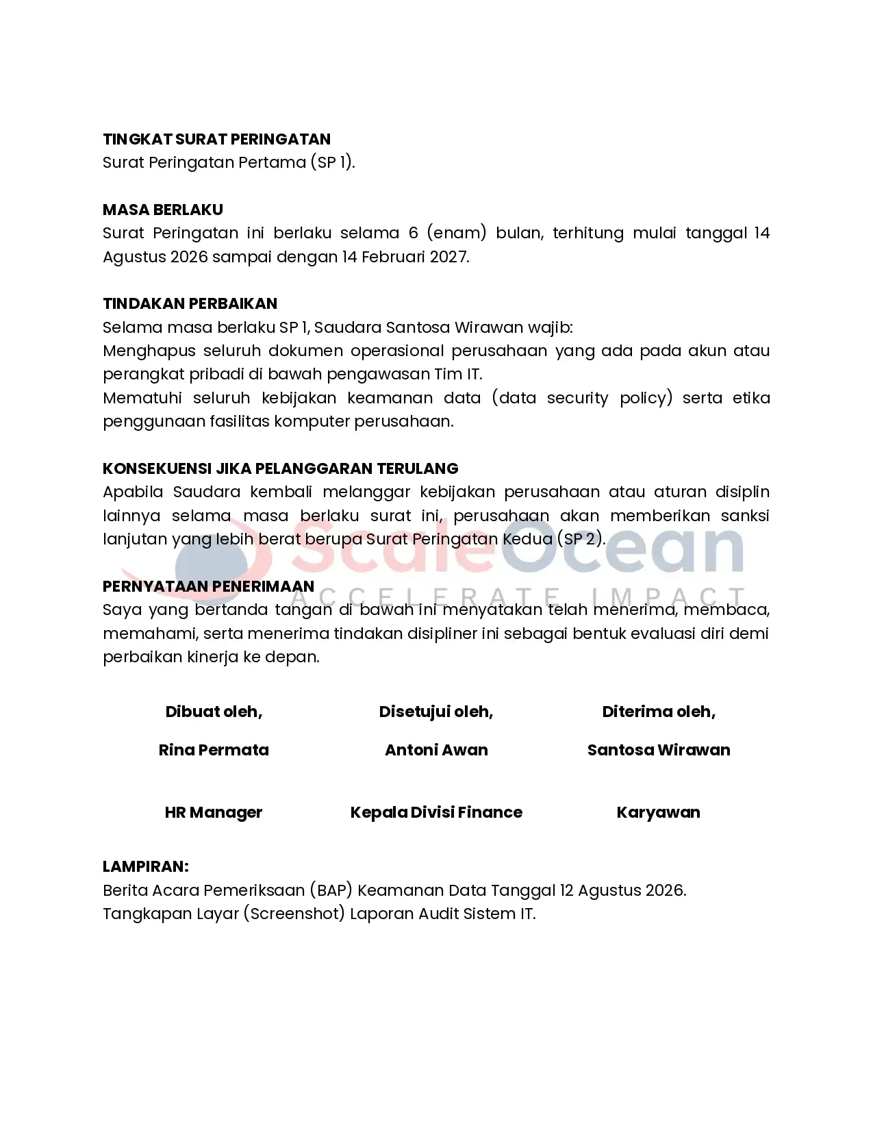 Surat Peringatan Pelanggaran Kebijakan Perusahaan (2)