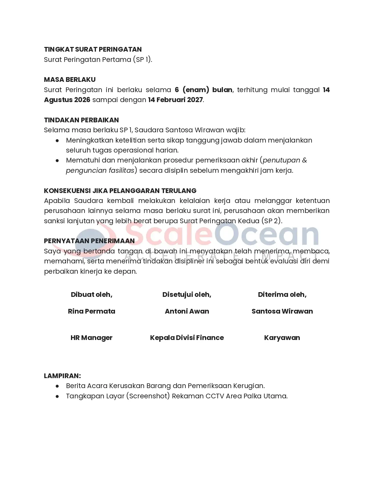 Surat Peringatan karena Kelalaian Kerja (2)