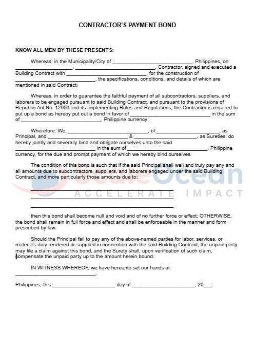Template example of payment bond