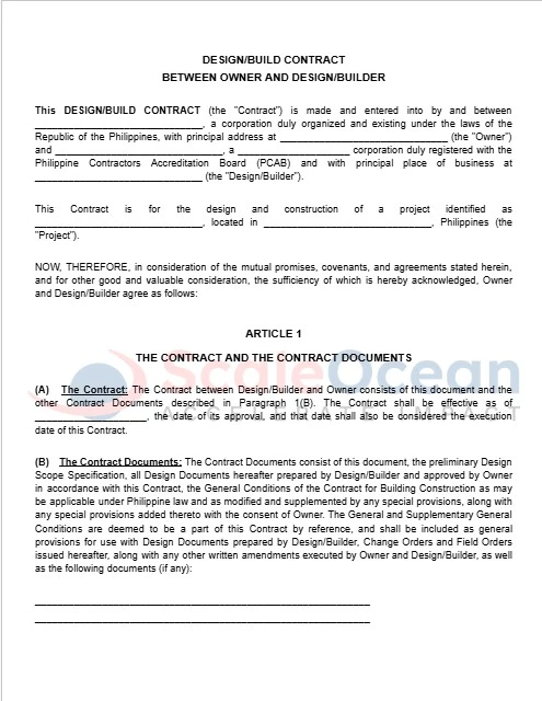 Example of design and build contract